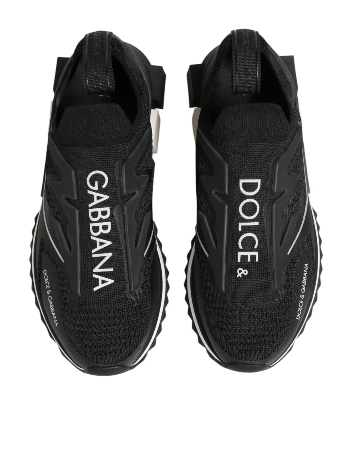 Baskets noires dolce gabbana sorento slip-on en mesh texturé avec logo blanc pour un style sport stretch