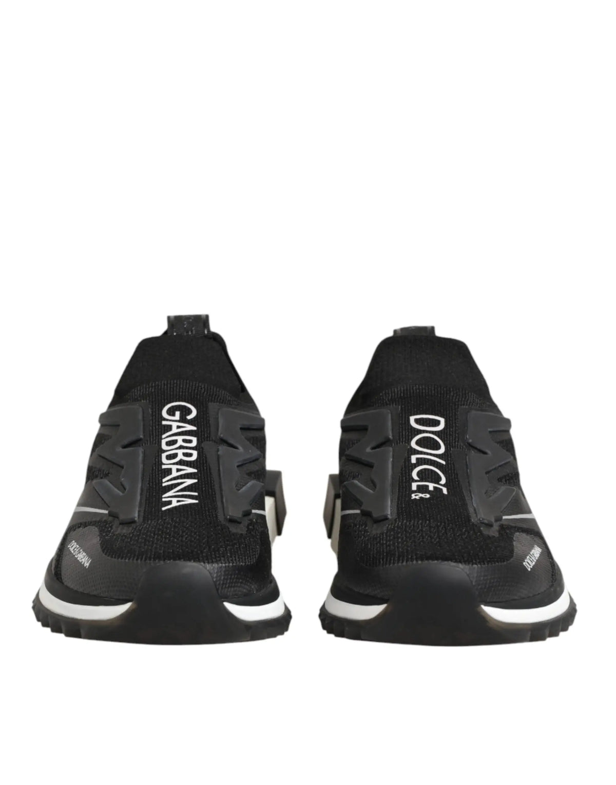 Baskets noires dolce & gabbana sorrrento sport avec tige en maille élégante branding blanc et semelles blanches contrastées