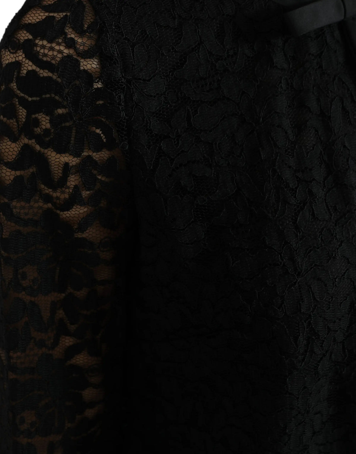 Blouse noire dolce & gabbana en nylon avec dentelle florale délicate en tissu transparent texturé