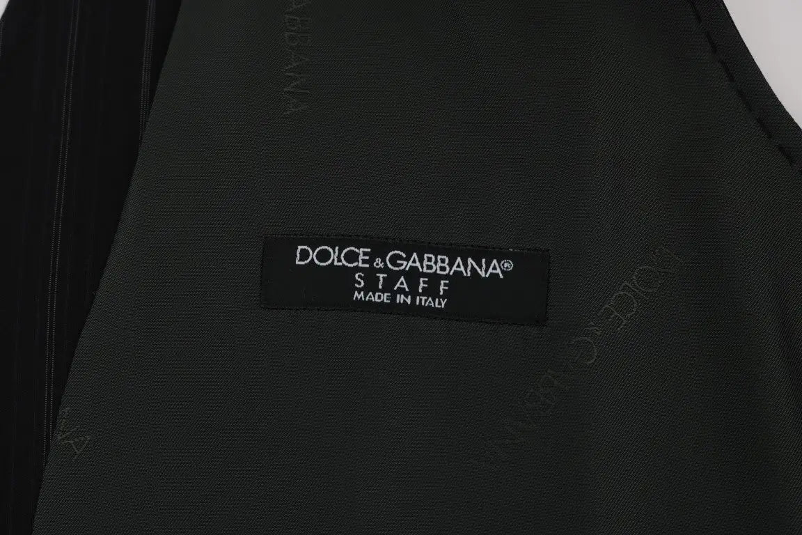 Étiquette noire dolce gabbana staff en coton avec inscription made in italy sur le gilet rayé noir