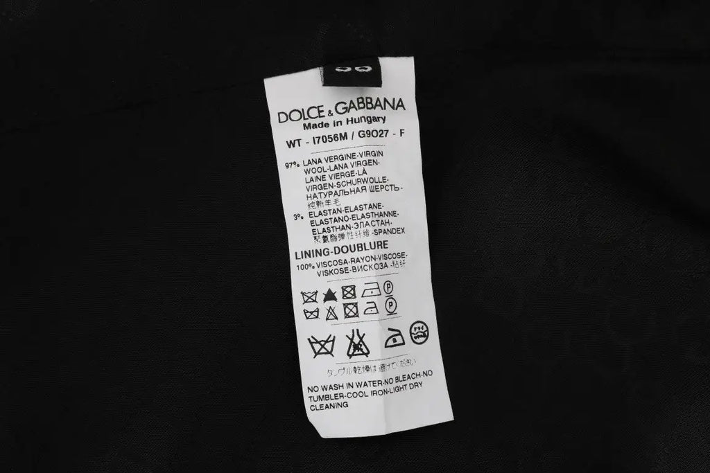 Étiquette de soin blanche dolce & gabbana sur gilet noir staff en laine vierge 97% et élasthanne 3%