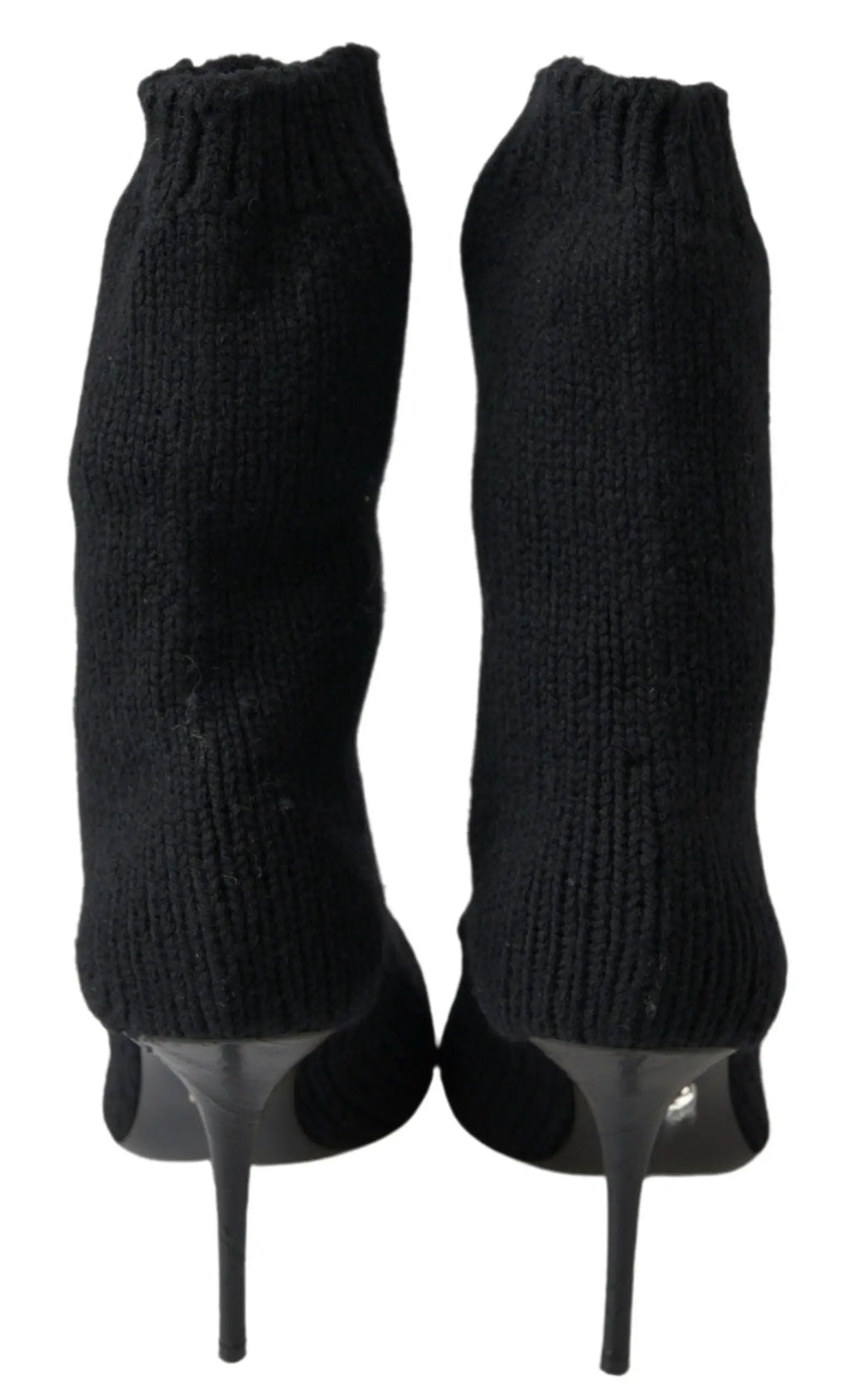 Dolce & gabbana bottes femme mi-mollet noires en maille avec talon aiguille haut et élégant