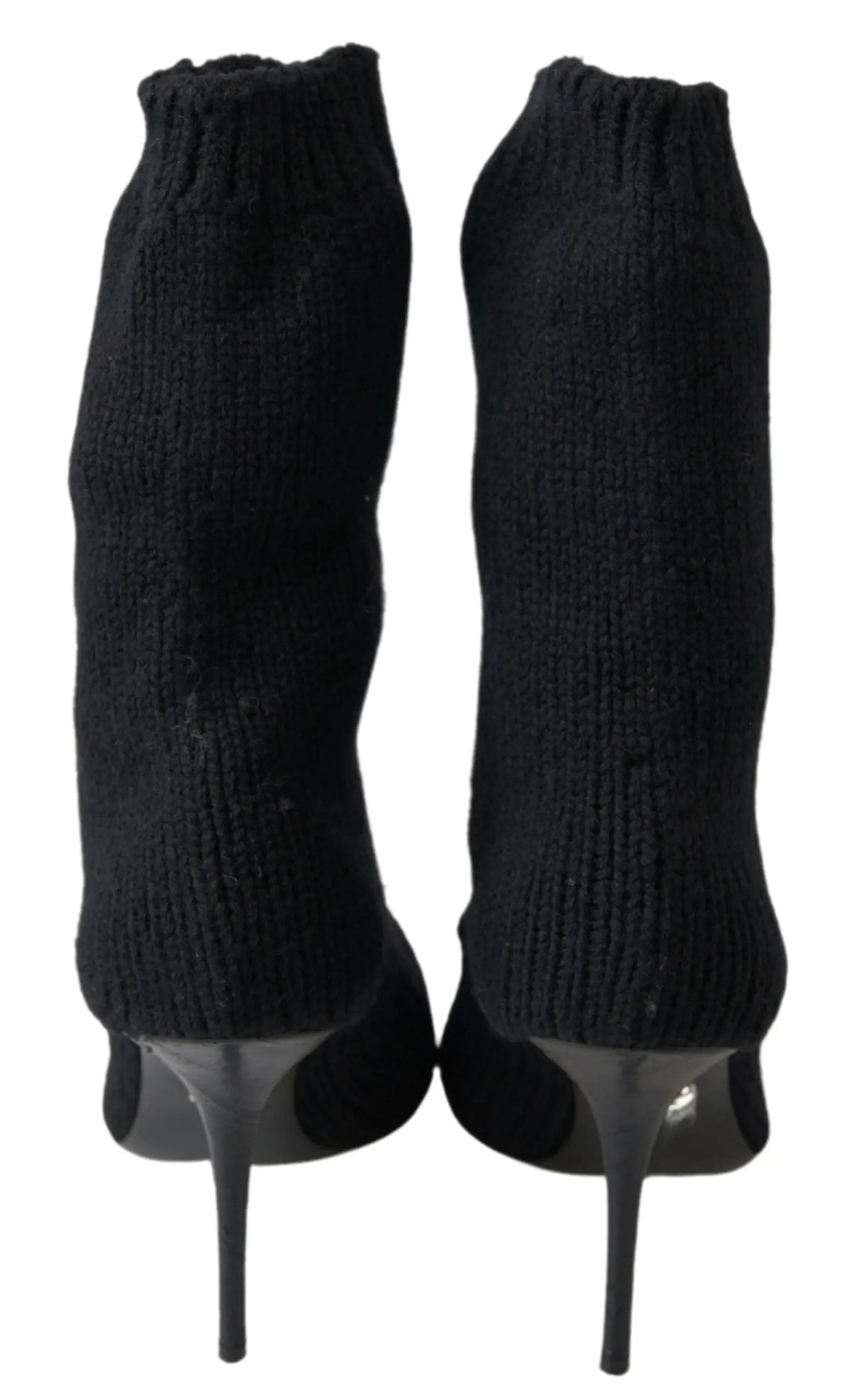 Dolce & gabbana bottes femme mi-mollet noires en maille avec talon aiguille haut et élégant