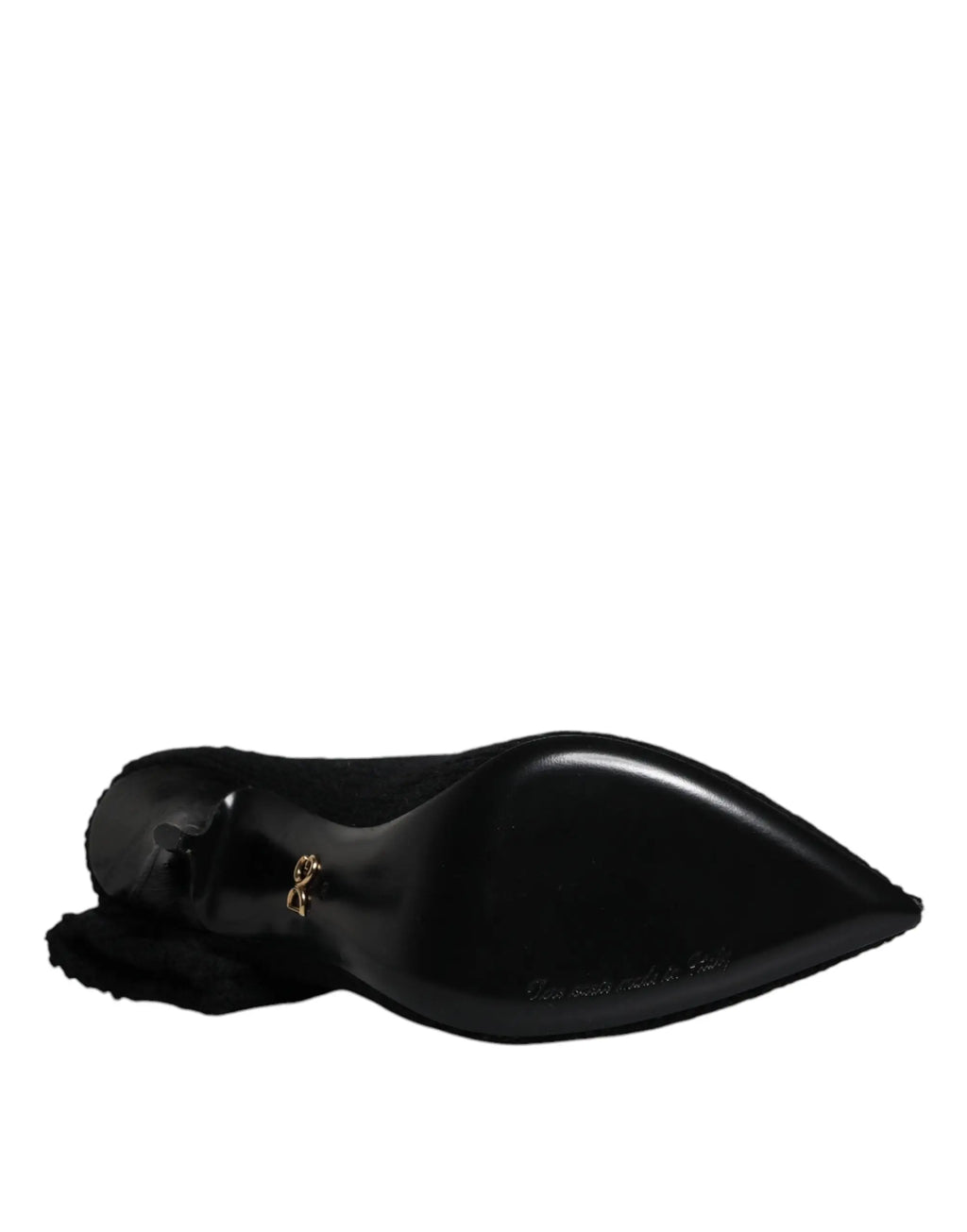 Bottes noires dolce & gabbana à talons aiguilles en cuir verni avec logo doré christian louboutin