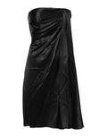 Robe noire dolce & gabbana en satin sans bretelles avec design drapé asymétrique mini robe fourreau a ligne
