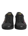 Baskets basses homme dolce & gabbana street life noires avec logo doré et détails brodés roses sur les côtés
