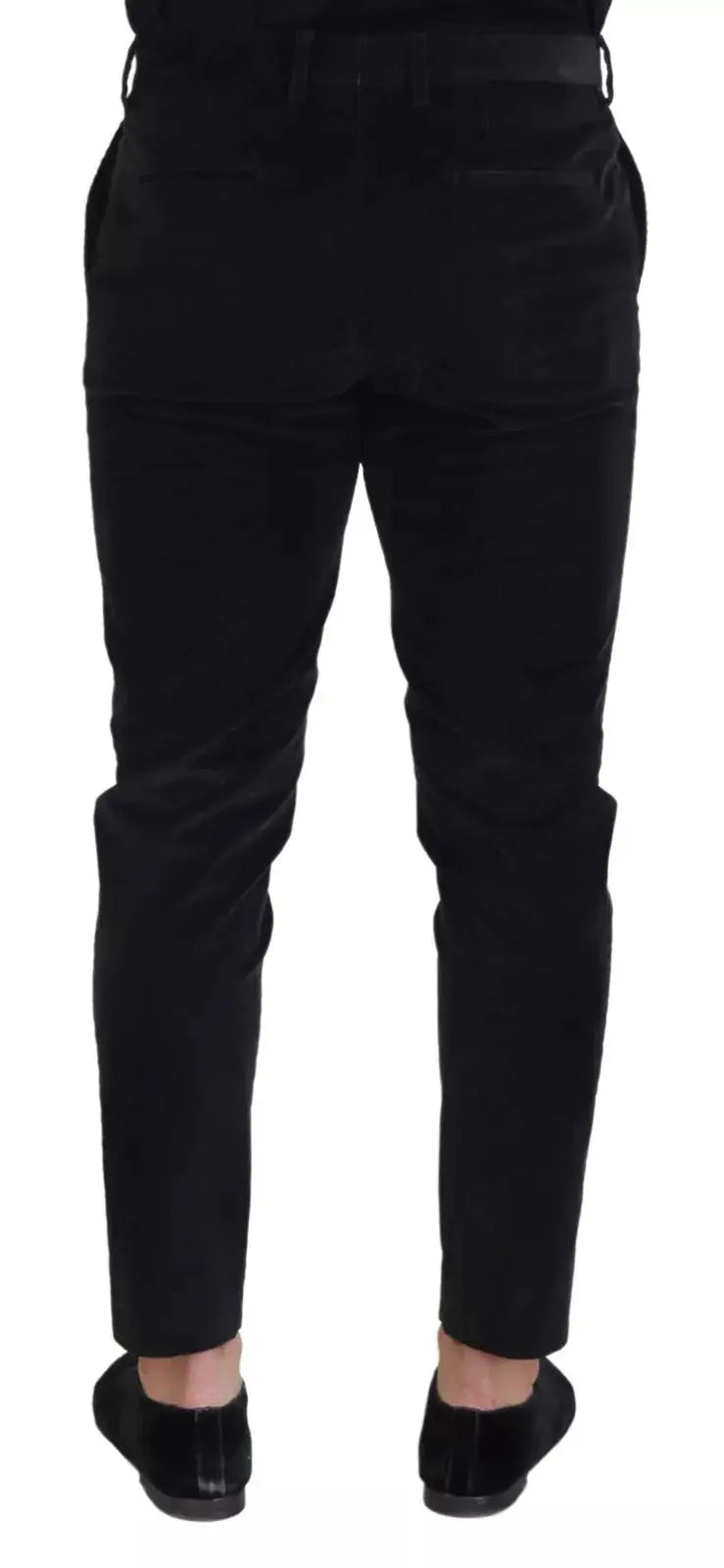 Pantalon chino noir slim en coton stretch dolce & gabbana avec coupe ajustée et texture subtile
