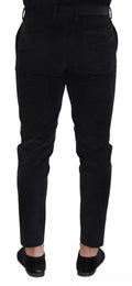 Pantalon chino noir slim en coton stretch dolce & gabbana avec coupe ajustée et texture subtile