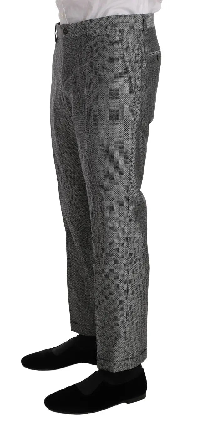 Pantalon gris texturé à motif subtil avec coupe classique et revers roulés du costume slim stretch noir dolce & gabbana crystal bee