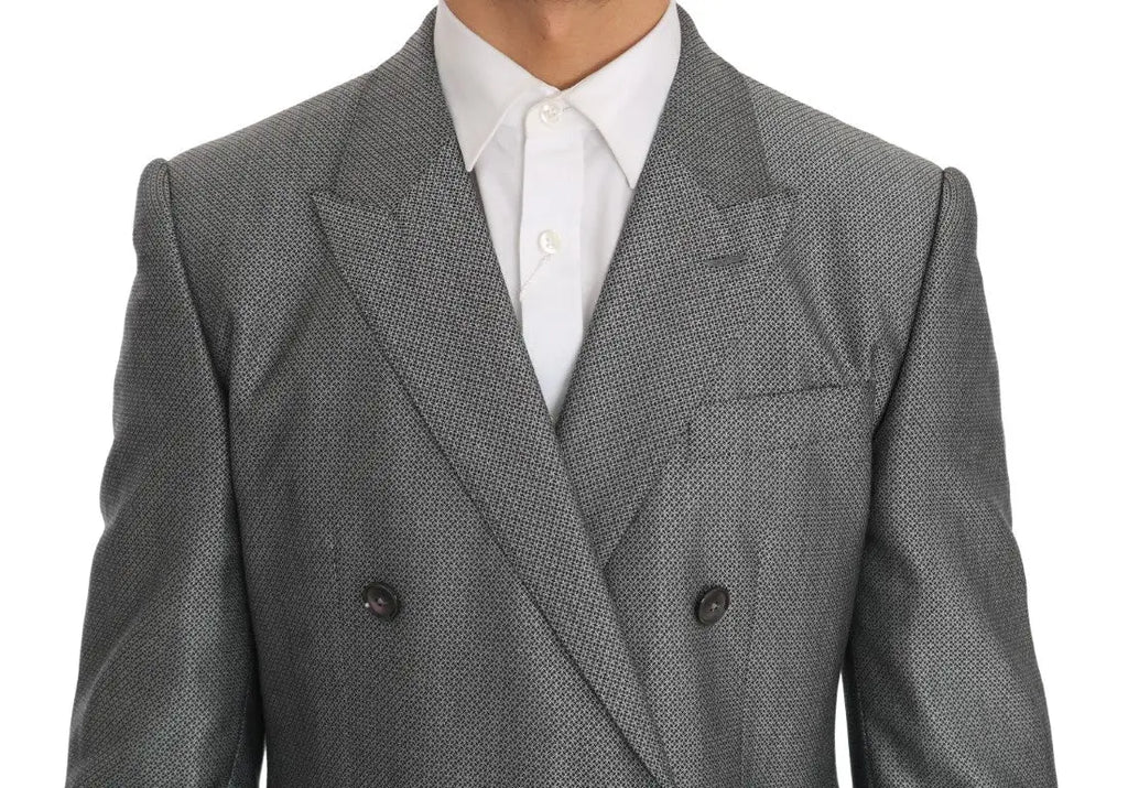 Veste de costume gris double boutonnage avec motif texturé subtil dolce gabbana black stretch crystal bee slim fit