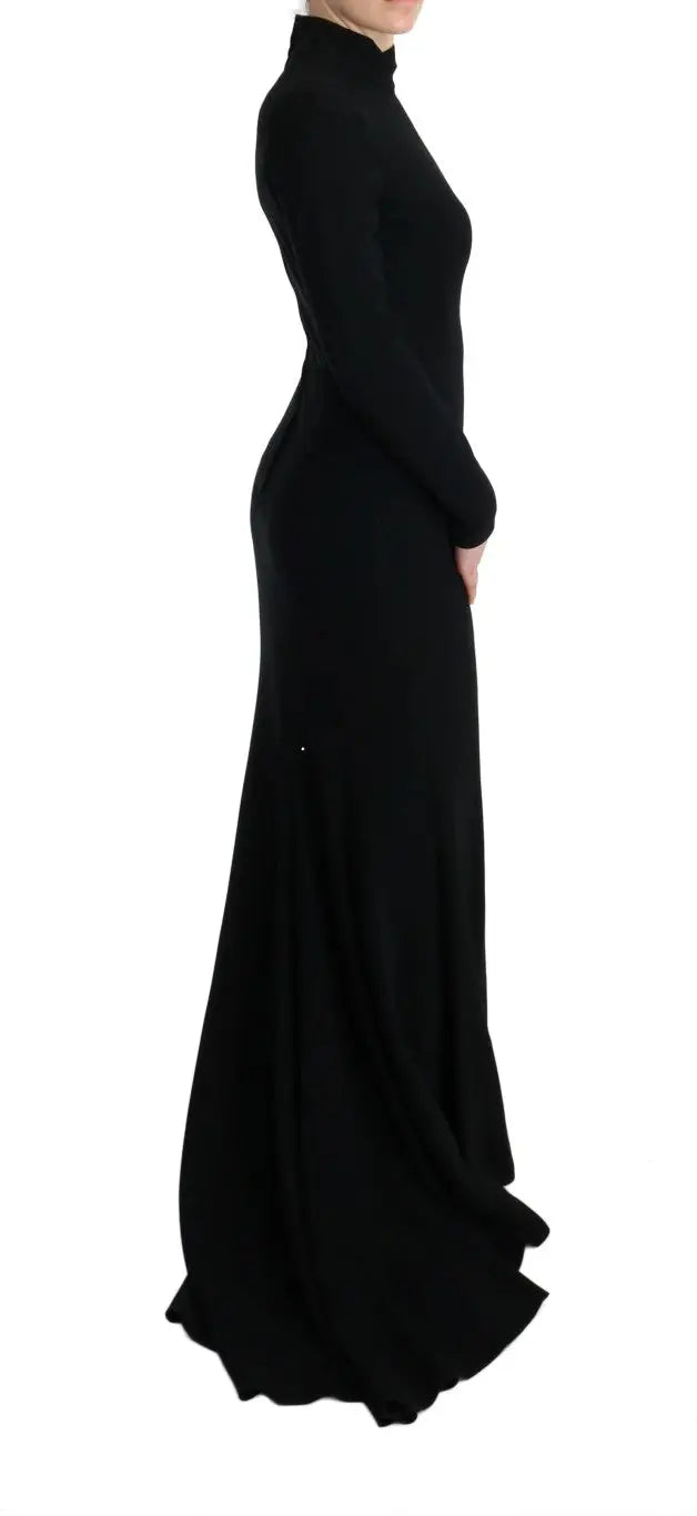 Robe fourreau longue noire en stretch dolce & gabbana avec manches longues et jupe fluide élégante