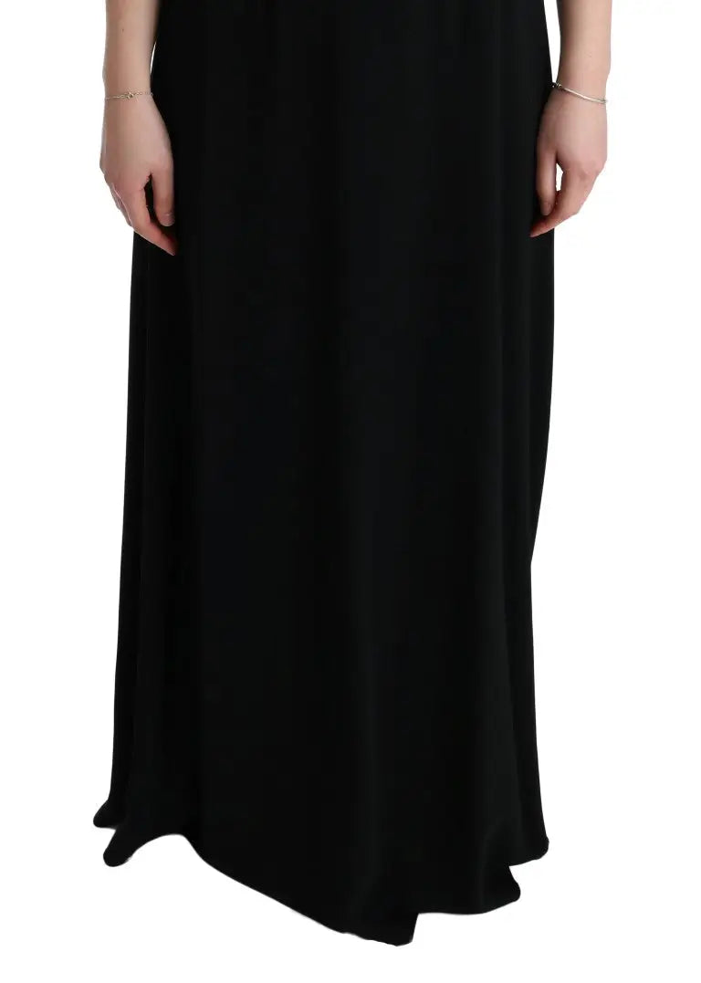 Robe longue noire dolce & gabbana en tissu léger et fluide avec stretch finition maxi élégante