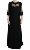 Robe midi noire dolce & gabbana en stretch avec dentelle, manches trois quarts et corsage ajusté