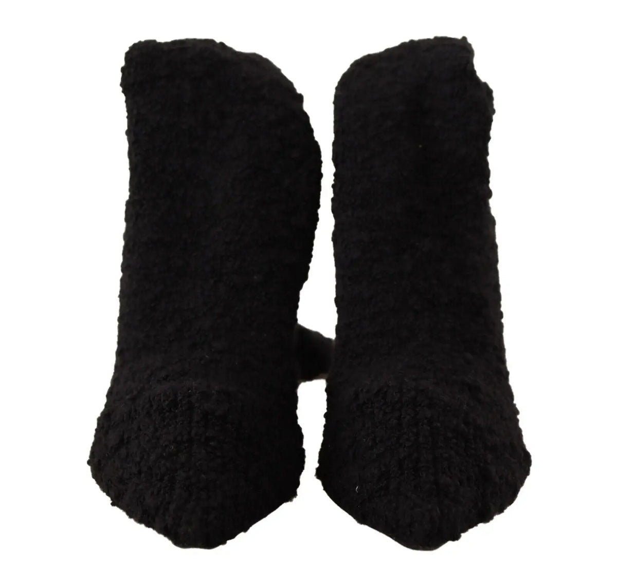 Dolce & gabbana black stretch socks knee high booties with plush fuzzy exterior and cozy texture