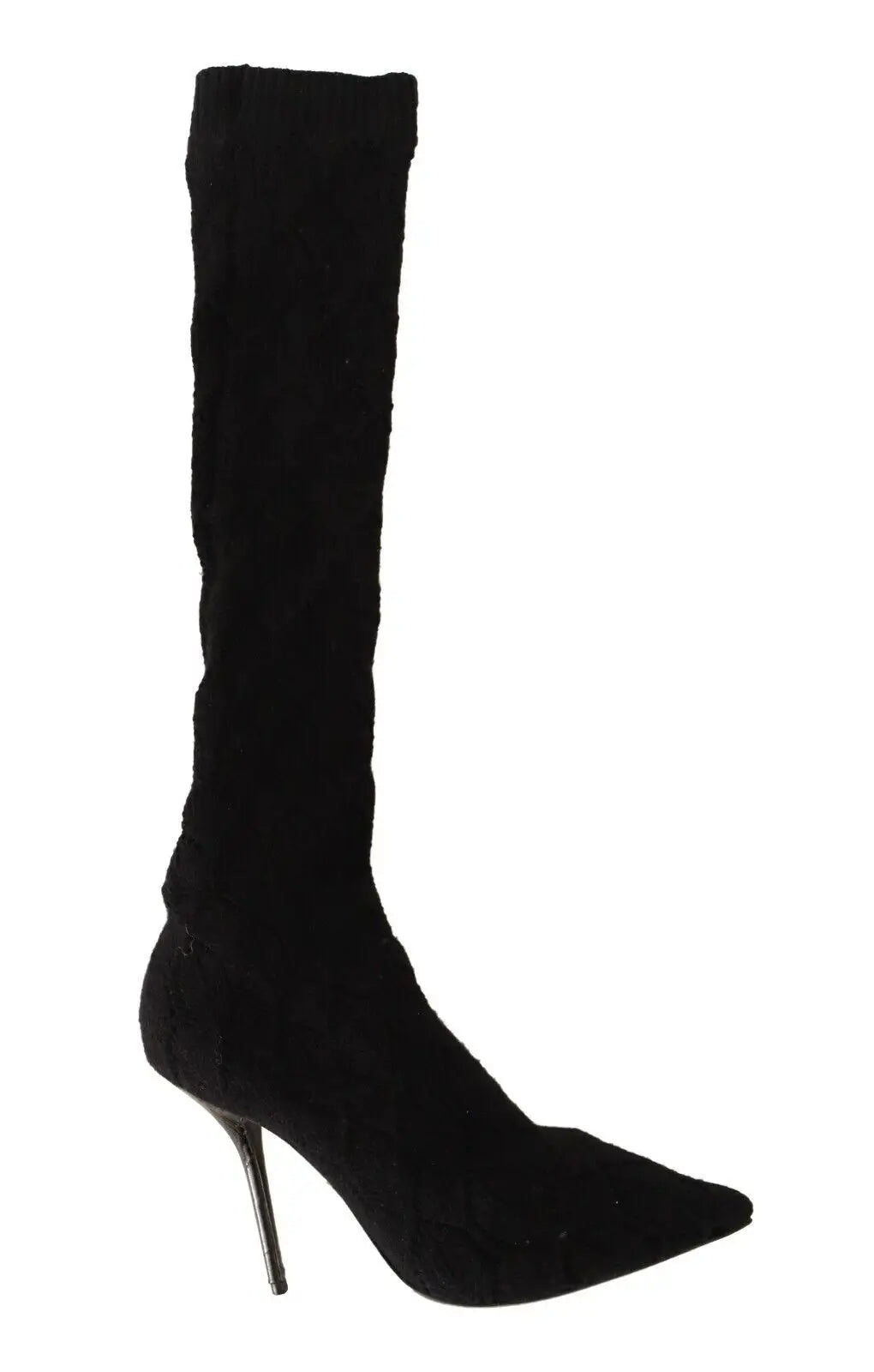 Bottine dolce & gabbana noire en daim stretch montant jusquau genou avec talon stiletto fin