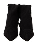 Dolce & gabbana bottines montantes en daim noir avec bout pointu et lacets détaillés style chaussettes montantes