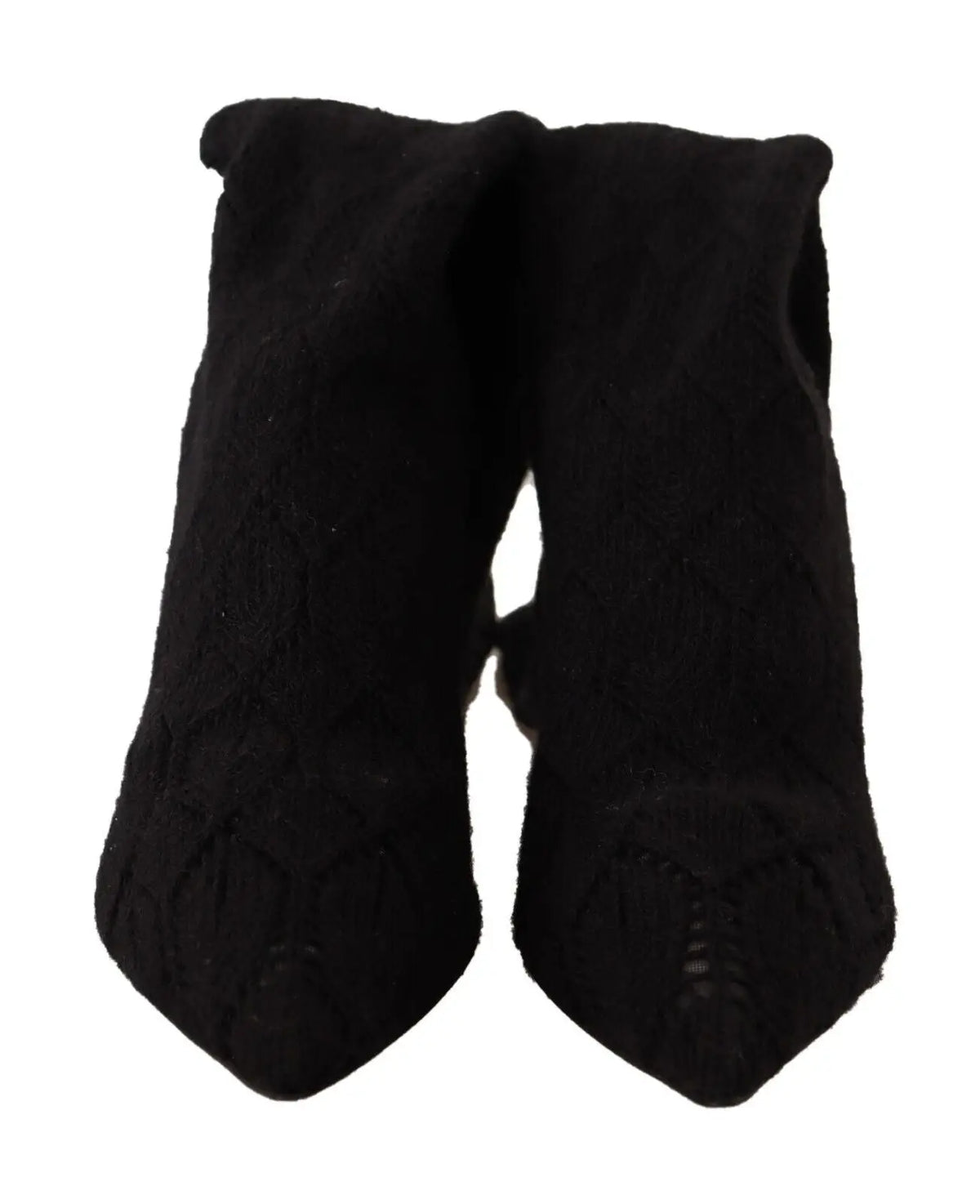 Dolce & gabbana bottines montantes en daim noir avec bout pointu et lacets détaillés style chaussettes montantes