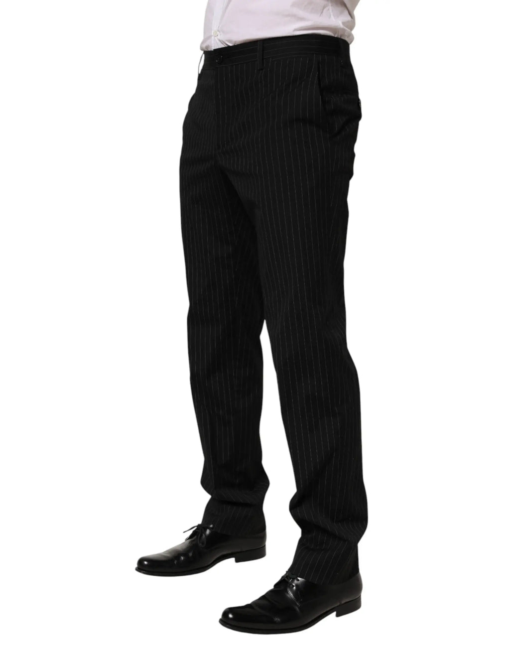 Pantalon de costume noir à rayures dolce & gabbana pour homme coupe ajustée design classique