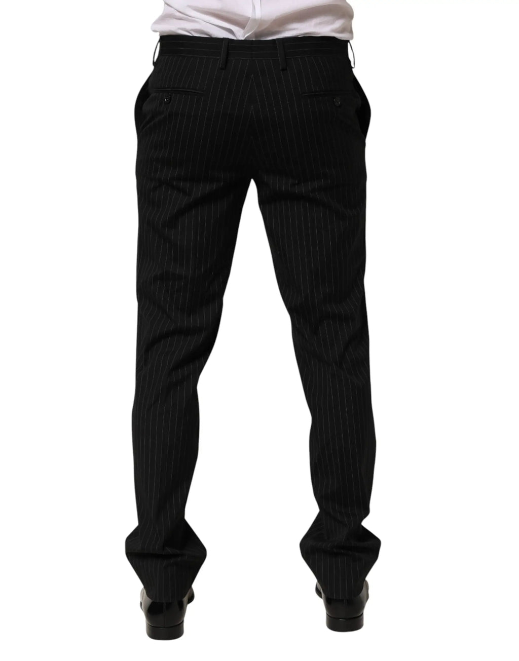 Pantalon habillé homme dolce & gabbana noir à rayures fines coupe ajustée design classique