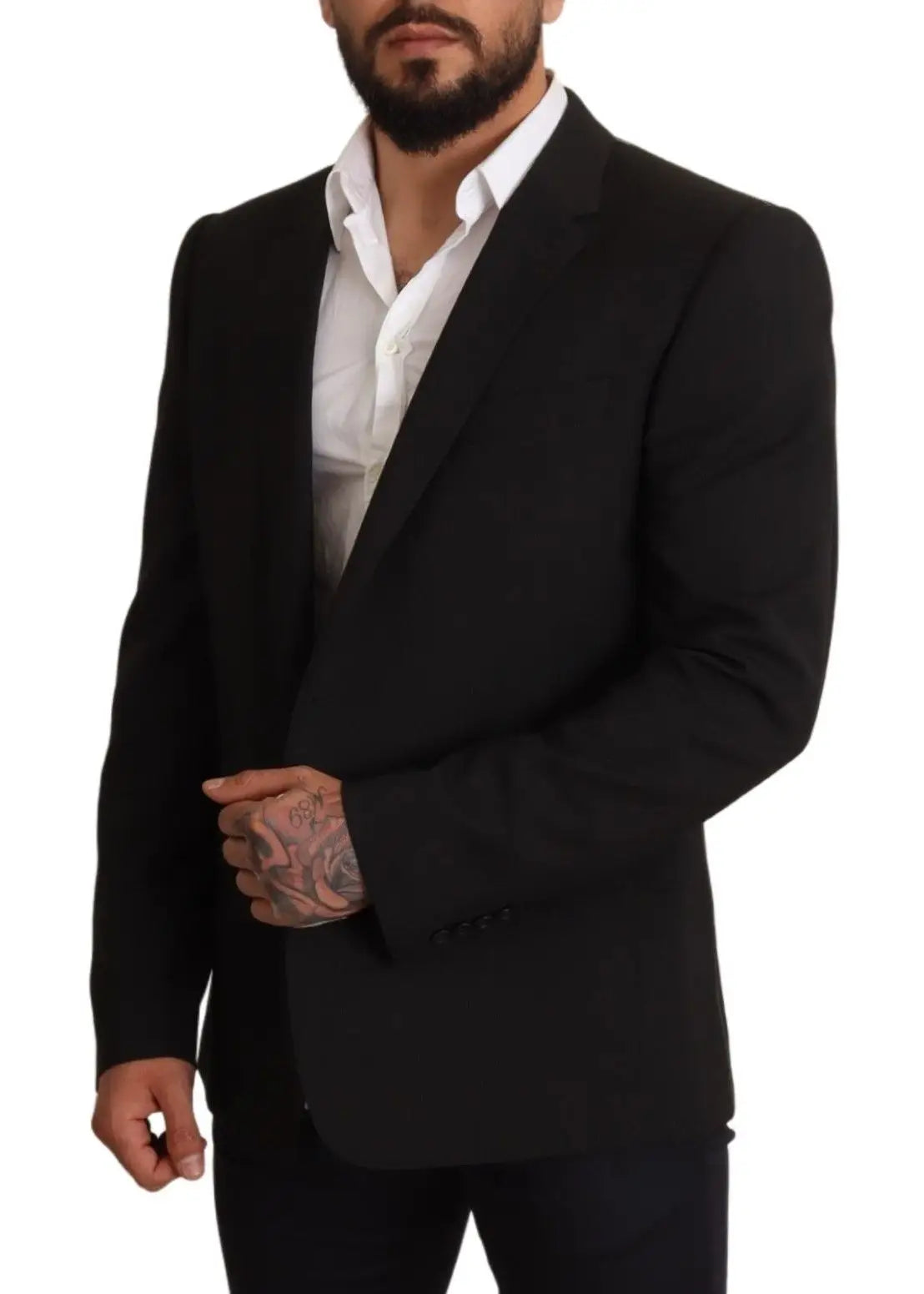 Dolce & Gabbana blazer martini noir pour homme avec coupe ajustée et texture subtile rayée