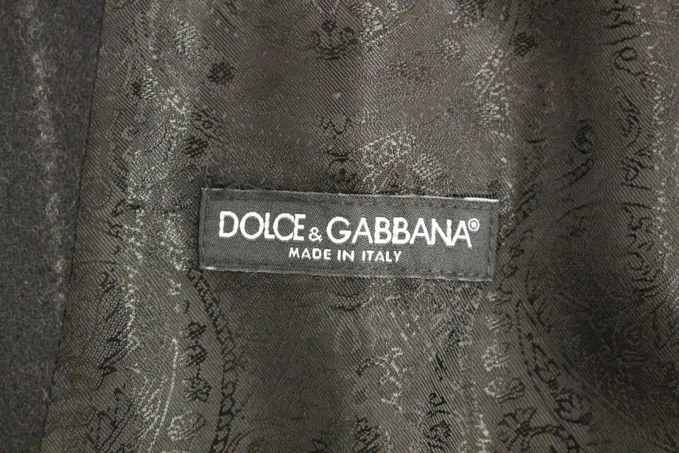 Dolce & gabbana gilet en laine noire rayée avec broderie en fil dargent sur tissu en soie noire
