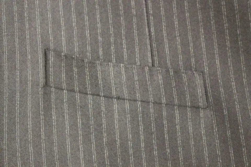 Veste dolce & gabbana noire en laine à rayures avec motif fin vertical et poche poitrine cousue avec soin