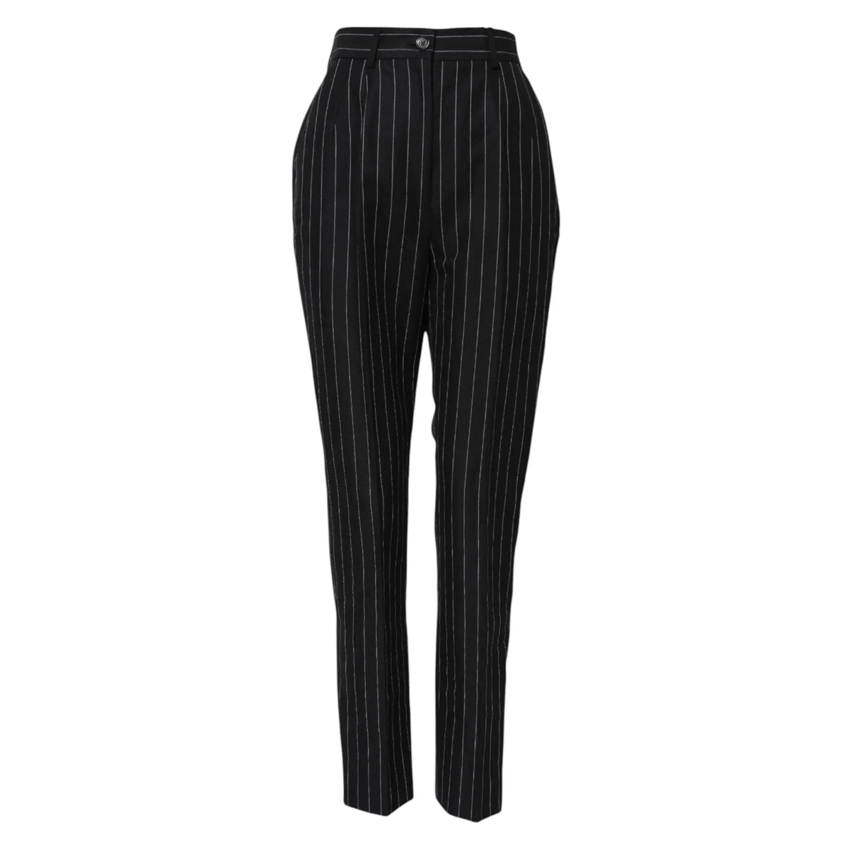Pantalon droit à pinces dolce & gabbana noir à rayures avec taille haute et coupe droite