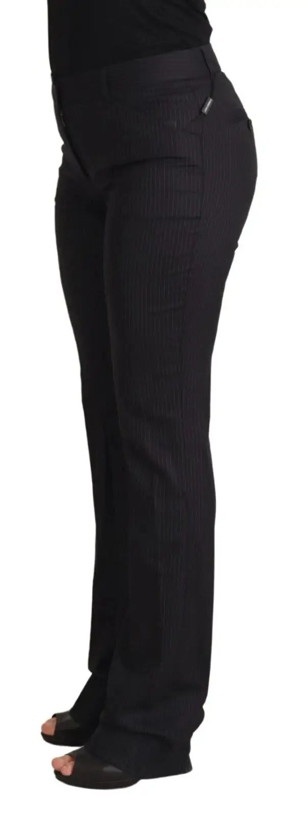 Pantalon droit dolce & gabbana noir à rayures pour femme avec coupe ajustée et détails de couture subtils