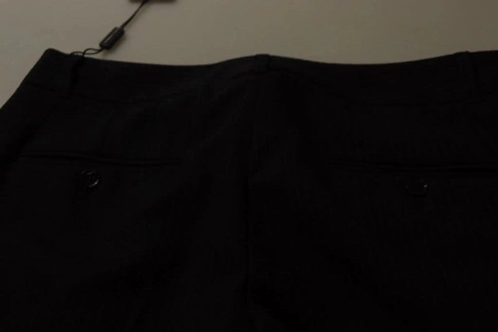 Pantalon noir dolce & gabbana rayé taille moyenne avec design structuré et coutures discrètes