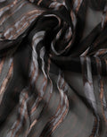 Foulard en soie noir dolce & gabbana avec rayures ondulées métalliques bronze et argent 193cm x 131cm