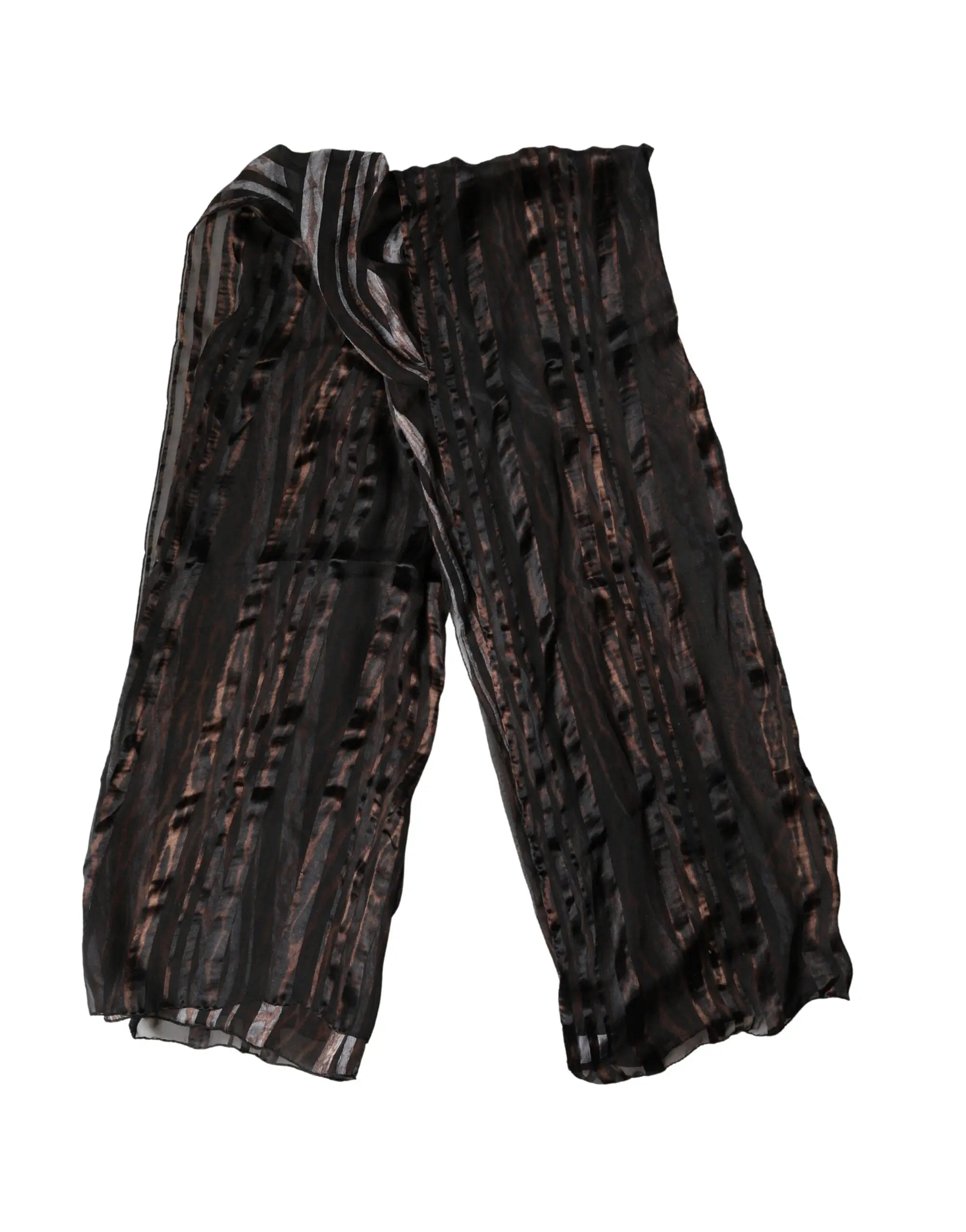 Pantalon en tissu transparent rayé noir et marron avec motif côtelé texturé dolce & gabbana en soie