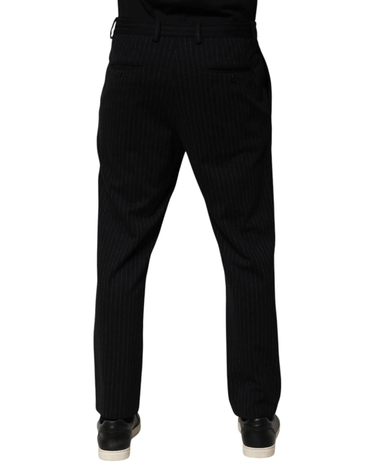 Pantalon homme dolce & gabbana noir rayé en viscose coupe skinny et coupe classique ajustée