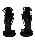Dolce & gabbana sandales à talons en daim noir avec brides et boucles dorées