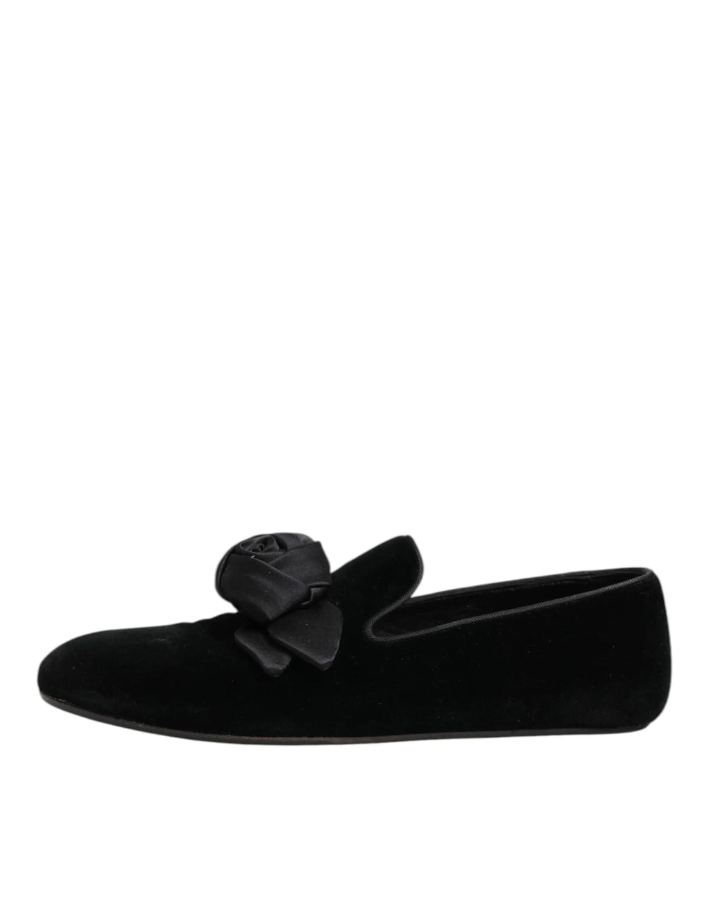Dolce & gabbana mocassins slip-on en daim noir avec rose en satin assortie pour un style élégant