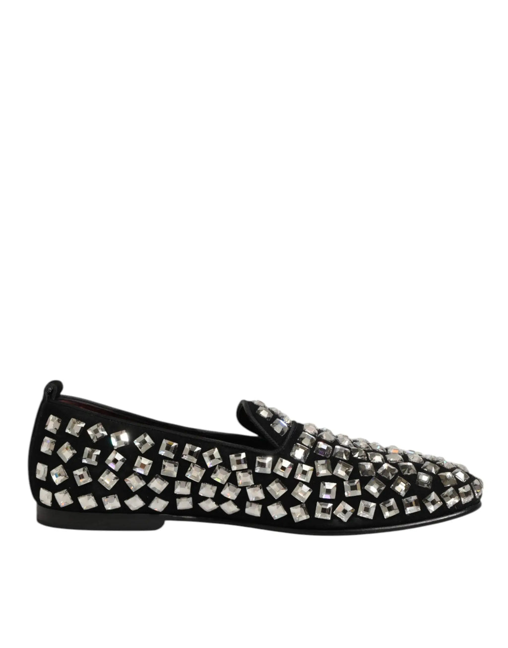Dolce & gabbana mocassins hommes en daim noir ornés de studs carrés argentés pour chaussures habillées