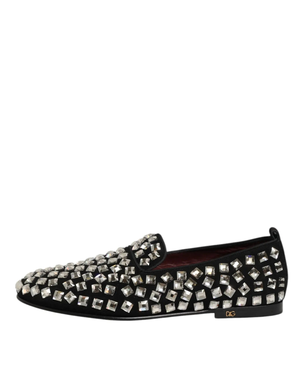 Loafer noir en daim dolce gabbana pour homme orné de clous carrés argentés étincelants pour chaussures habillées