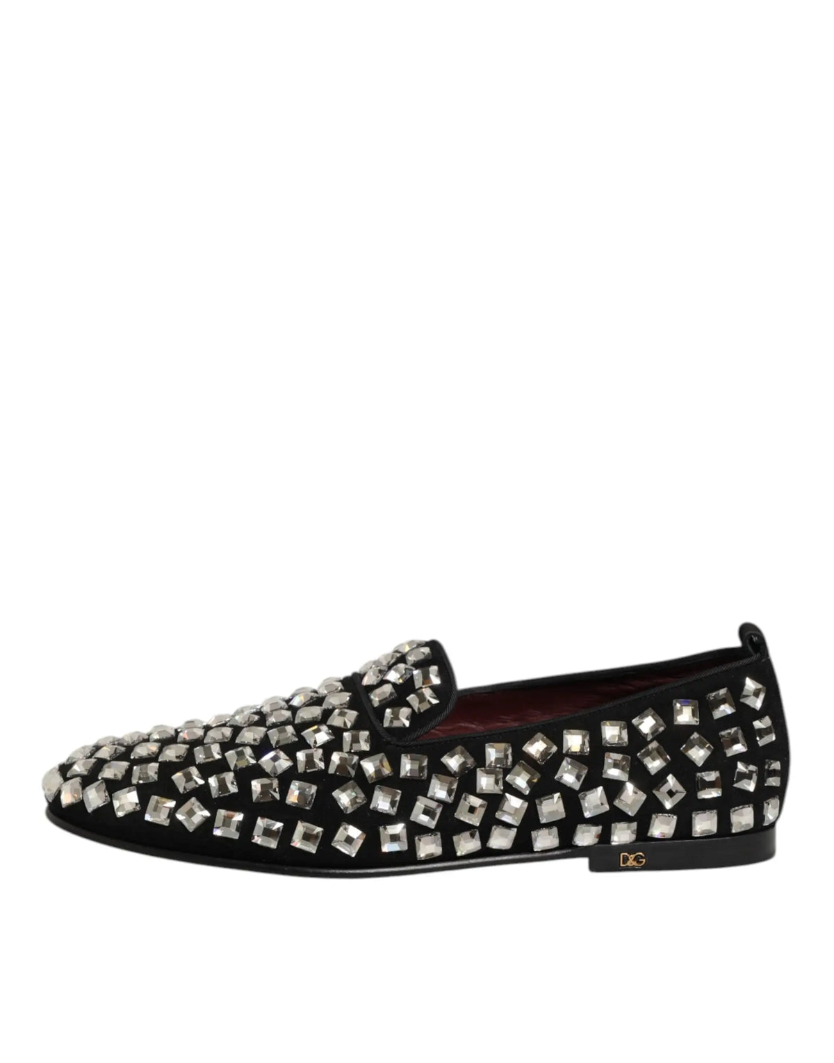 Loafer noir en daim dolce gabbana pour homme orné de clous carrés argentés étincelants pour chaussures habillées