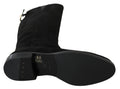 Dolce & gabbana bottines noires en daim avec talon bloc bas et fermeture éclair