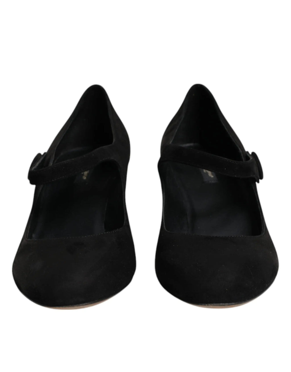 Dolce & gabbana noir mary jane en daim avec bride et petite boucle chaussures à talons carrés en cuir