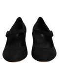 Dolce & gabbana noir mary jane en daim avec bride et petite boucle chaussures à talons carrés en cuir
