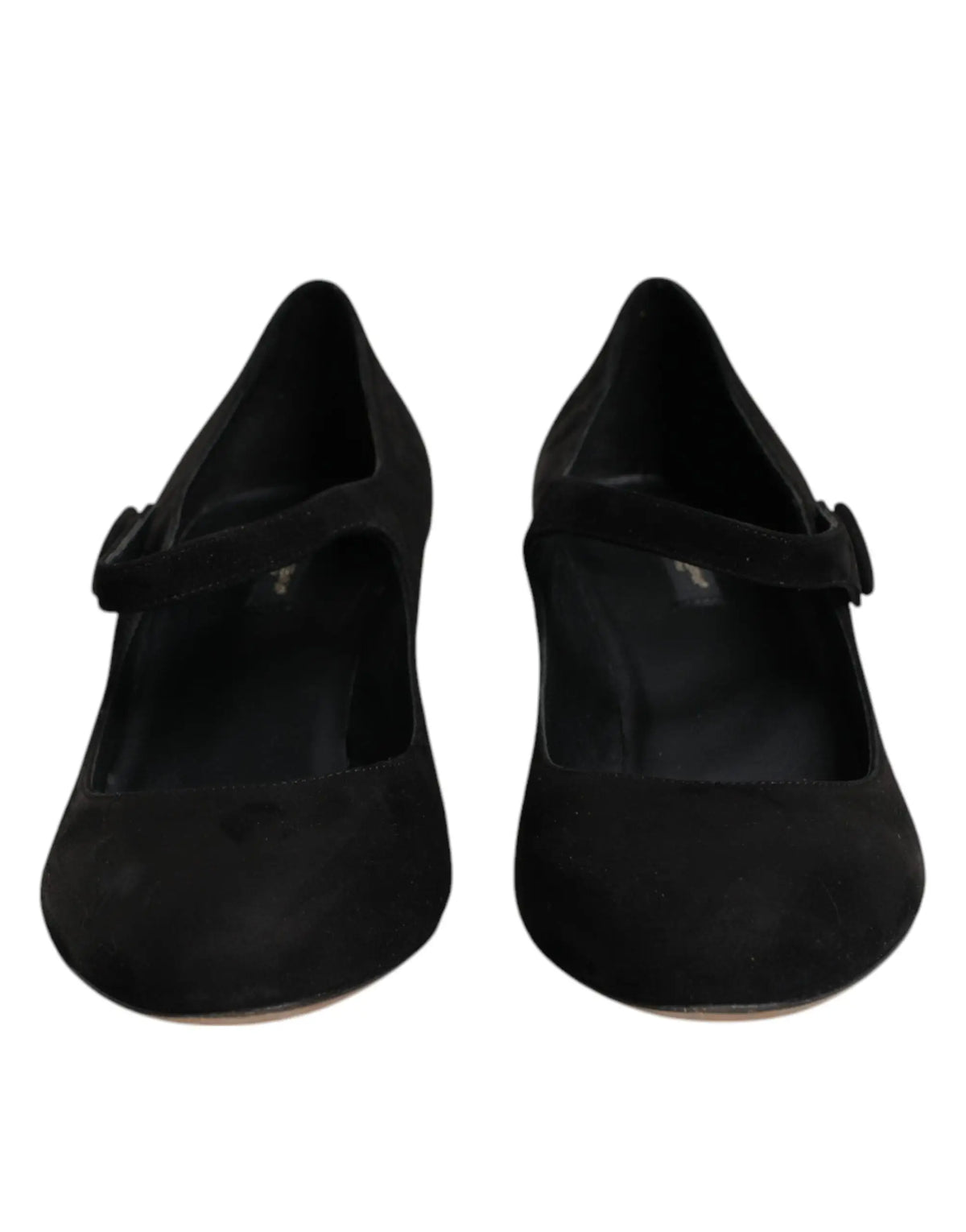 Dolce & gabbana noir mary jane en daim avec bride et petite boucle chaussures à talons carrés en cuir