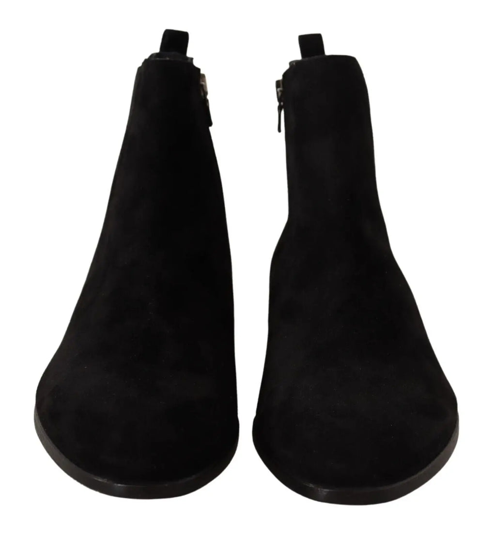 Dolce & gabbana bottines chelsea homme en cuir suède noir avec fermeture éclair côté intérieur