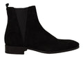 Dolce & gabbana bottes chelsea homme en cuir suède noir avec panneaux élastiques et petit talon bloc