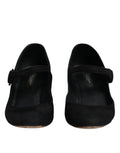 Dolce & gabbana keira chaussures à talons en cuir suédé noir mary jane avec bride sur le cou-de-pied