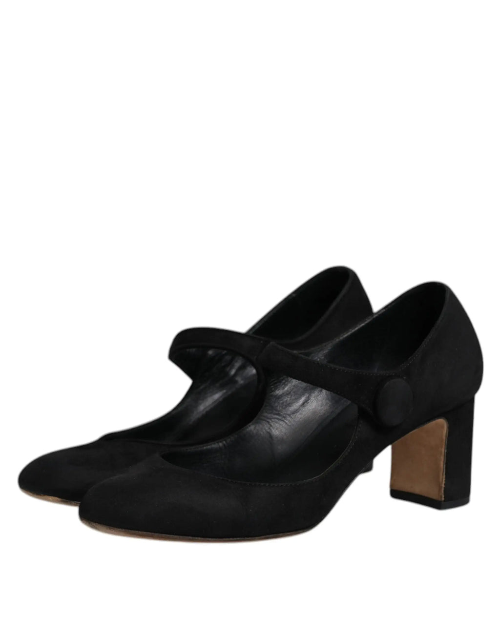Dolce & gabbana keira mary jane en suède noir avec talon bloc et bouton circulaire élégants