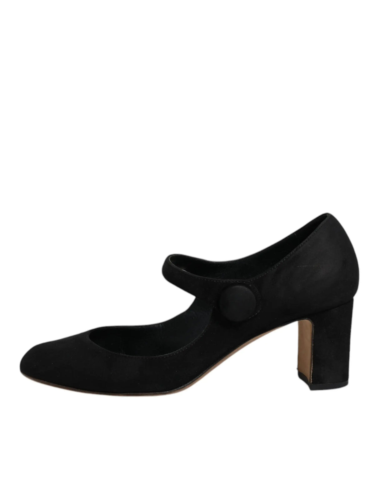 Dolce & gabbana keira mary jane pump en cuir suédé noir à bout rond et talon bloc