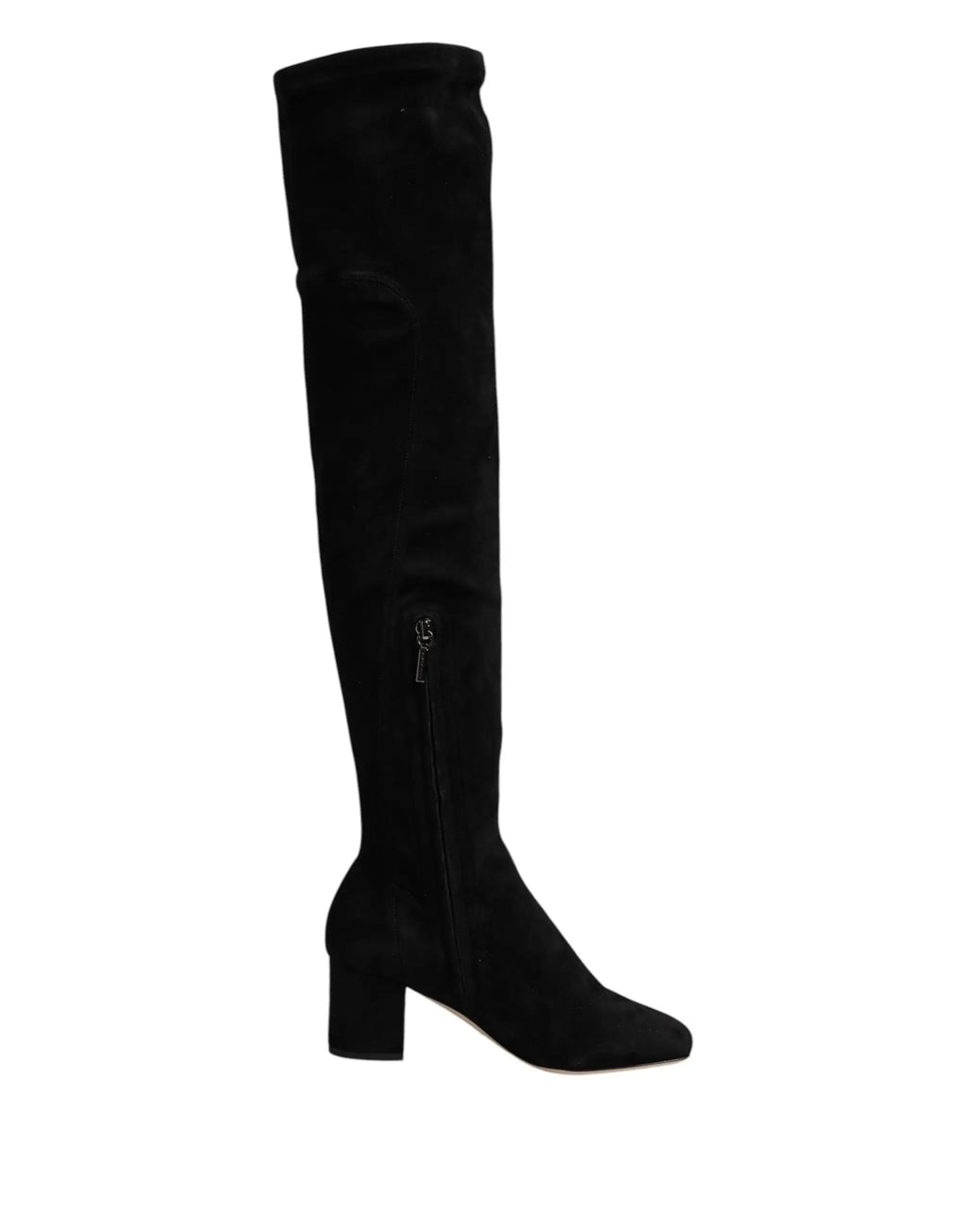 Dolce & gabbana bottes montantes en cuir daim noir avec talon bloc et fermeture éclair