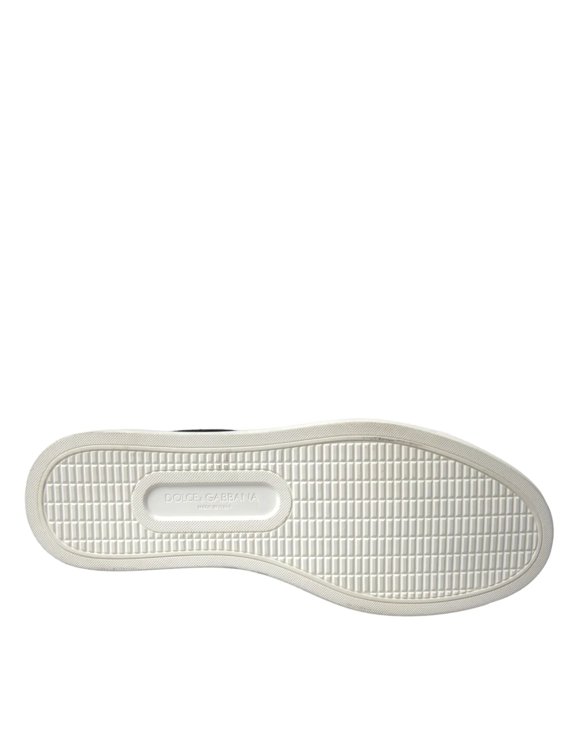 Semelle blanche en caoutchouc avec motif en grille et logo embossé dolce gabbana pour baskets basses homme en daim noir