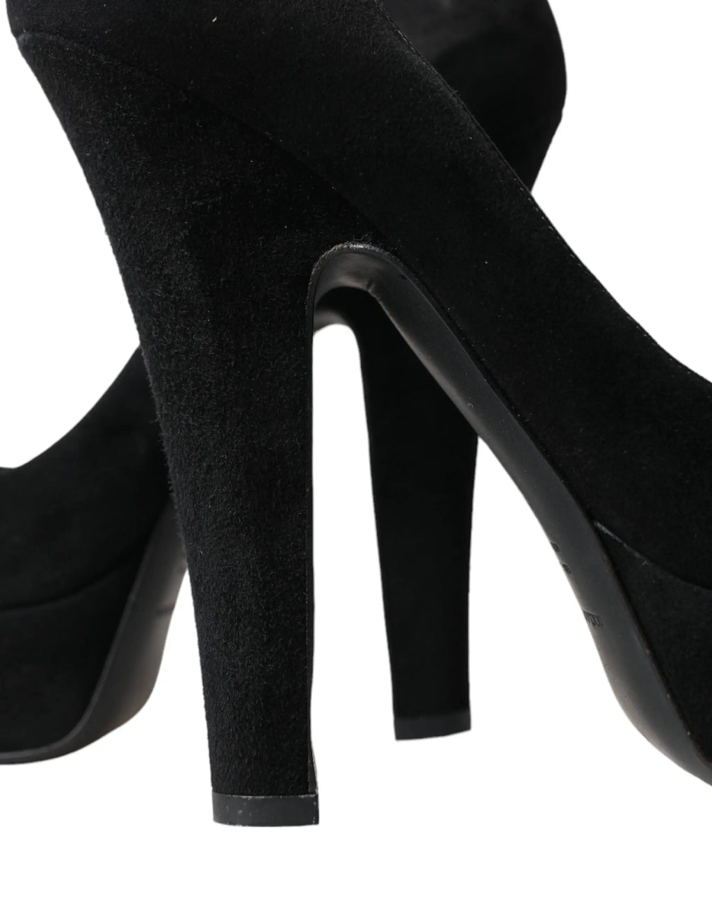 Dolce & gabbana escarpin noir en daim avec talon bloc élégant et plateforme confortable