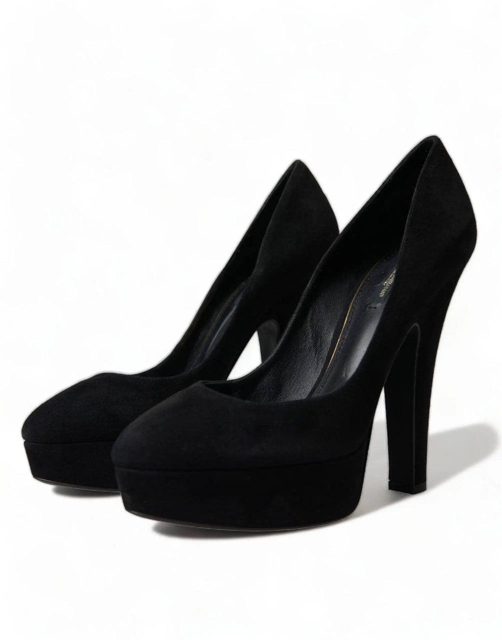 Dolce & gabbana escarpins à talons plateforme en cuir suédé noir avec bout pointu et talon épais